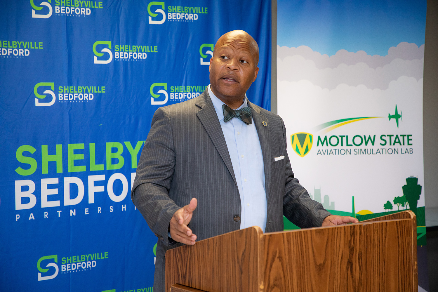 Dr. Michael Torrence, Motlow President, speaking at ribbon cutting event.