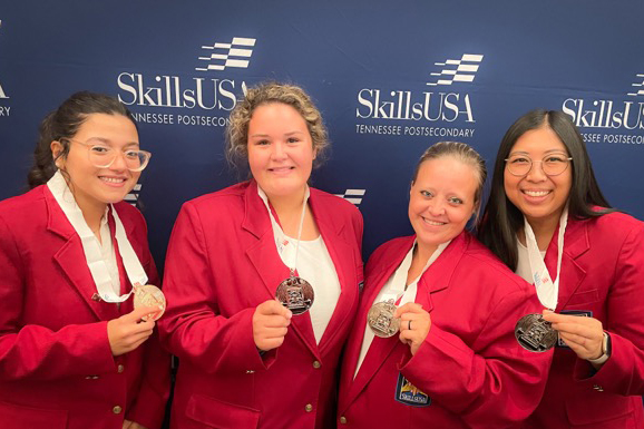 Left to right: Motlow SkillsUSA winners Mariam Tanas, Mandy Byrd, Michelle Bowler, and Vanida Vongsamphanh.