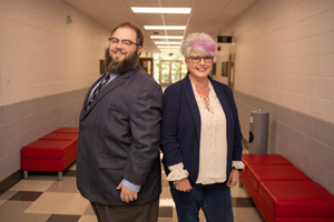 Assistant Director of Student Success Kyle Macon, left, and Completion Coach Nickie Fanning