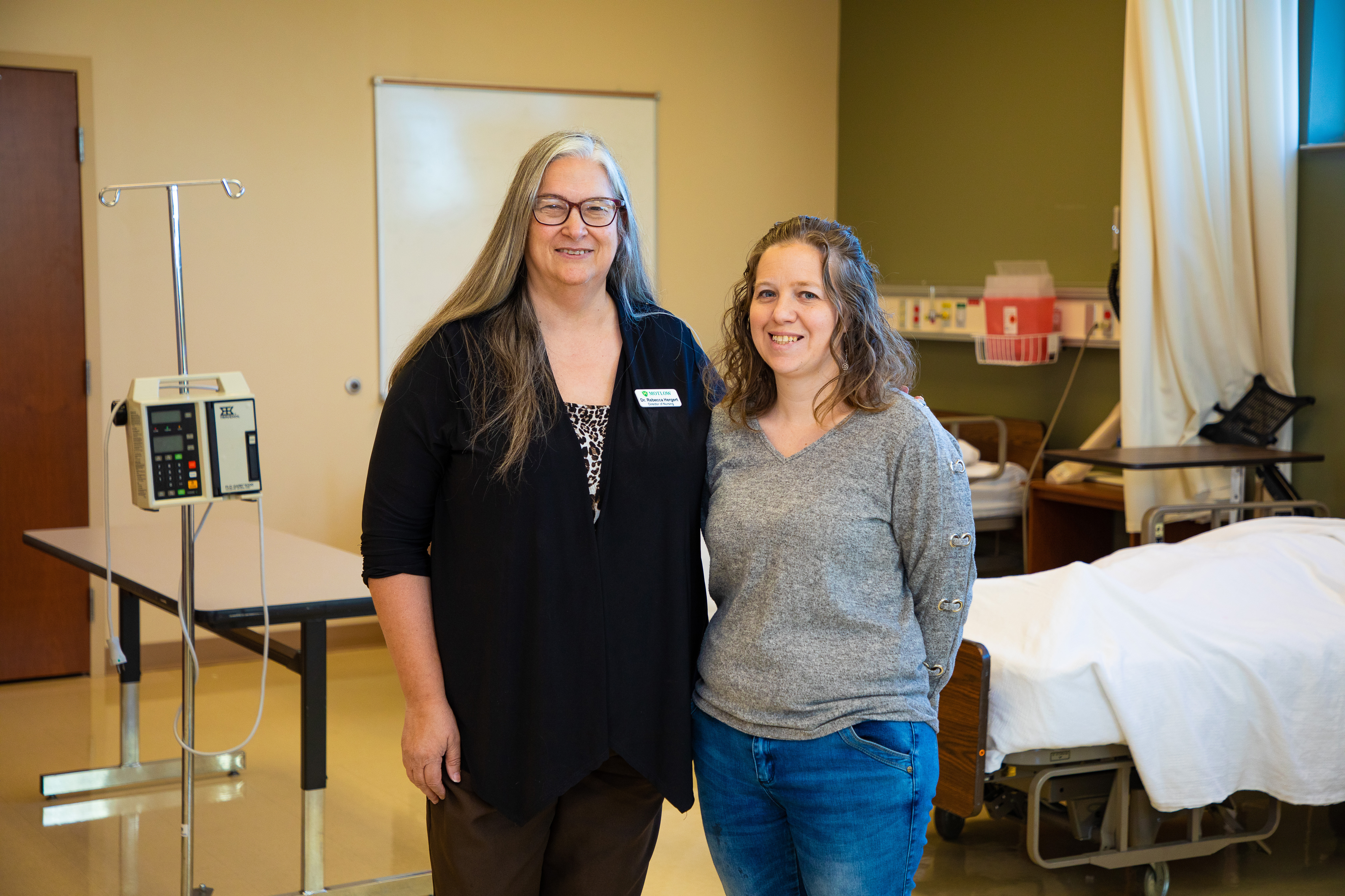 Dr. Rebecca Hergert, left, with Motlow Nursing student Louisa Branch.