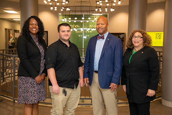 Pictured, left to right: Dr. Erica Lee – Director of Recruitment at Motlow-Smyrna, Sergeant Adam Creason, Motlow President Michael Torrence, and Clarice Griffin – Motlow’s Veteran Affairs Program Manager.