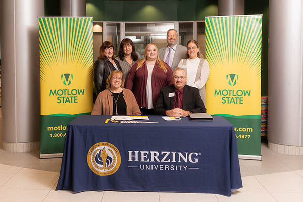 Pictured, left to right – back row: Dr. Amy Holder – Dean of Health Science, Stacy Hearn – Manager of Academic Operations, Dr. Meagan McManus – Interim Vice President for Academic Affairs, Gary Winton – Campus Engagement Director for Motlow-Smyrna, and Brittany Clark – Interim Director of Nursing. Front row: Dr. Regina Verdin – Executive Vice President of Academic Affairs and Thomas Perin – AVP of Community Partnerships at Herzing University.