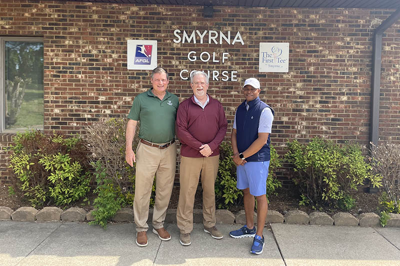 PHOTO (left to right): J. Mark Hutchins, Assistant Vice President for Corporate and Foundation Services, Motlow State Community College; Hal Loflin, Director of Golf, Smyrna Golf Course; Kirt Wade, Motlow College Foundation Trustee, Rutherford County