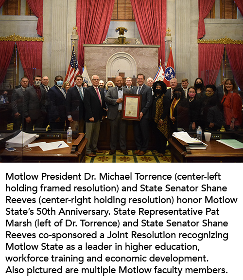 Motlow Honored by TN General Assembly for 50th Anniversary as an Institution