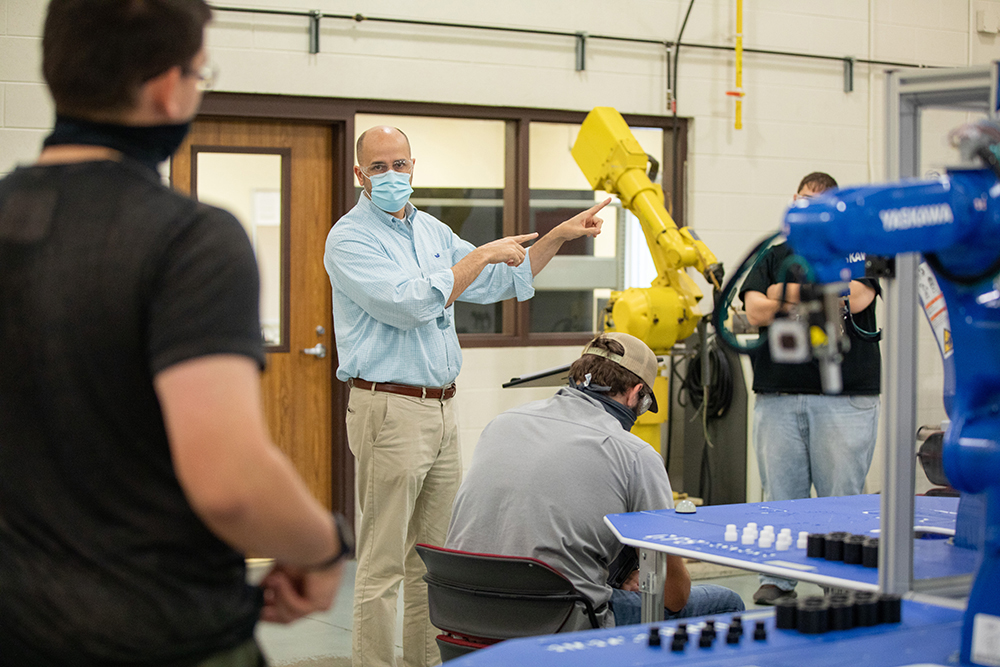 Eric Reynolds, new curriculum chair for Mechatronics at Motlow State Community College, instructs a class at the College’s Fayetteville campus.